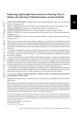 Exploring Lightweight Interventions at Posting Time to Reduce the
  Sharing of Misinformation on Social Media