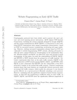 Website fingerprinting on early QUIC traffic