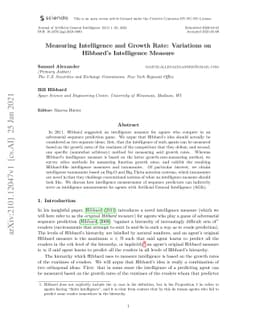 Measuring Intelligence and Growth Rate: Variations on Hibbard's
  Intelligence Measure