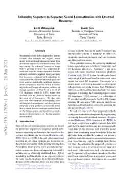 Enhancing Sequence-to-Sequence Neural Lemmatization with External
  Resources