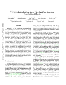 VX2TEXT: End-to-End Learning of Video-Based Text Generation From
  Multimodal Inputs