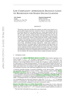 Low Complexity Approximate Bayesian Logistic Regression for Sparse
  Online Learning