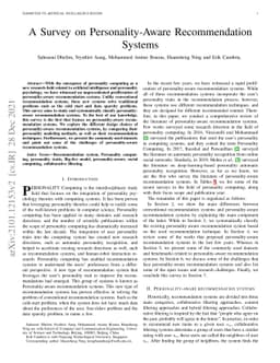 A Survey on Personality-Aware Recommendation Systems