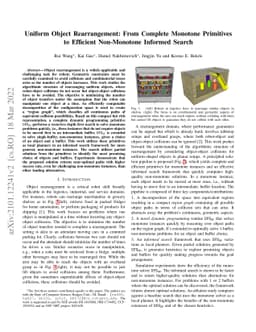 Uniform Object Rearrangement: From Complete Monotone Primitives to
  Efficient Non-Monotone Informed Search