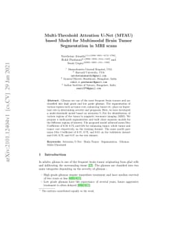 Multi-Threshold Attention U-Net (MTAU) based Model for Multimodal Brain
  Tumor Segmentation in MRI scans
