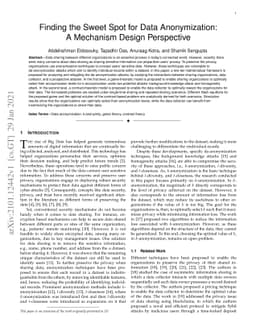Finding the Sweet Spot for Data Anonymization: A Mechanism Design
  Perspective