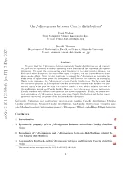 On $f$-divergences between Cauchy distributions