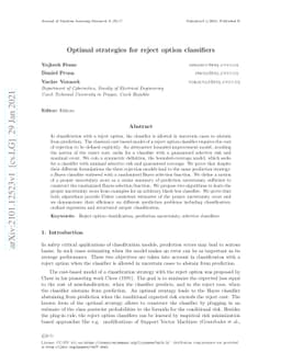 Optimal strategies for reject option classifiers