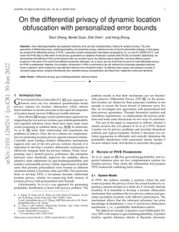 On the differential privacy of dynamic location obfuscation with
  personalized error bounds