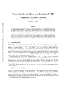 Total Stability of SVMs and Localized SVMs