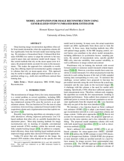 Model Adaptation for Image Reconstruction using Generalized Stein's
  Unbiased Risk Estimator