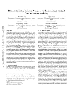 Stimuli-Sensitive Hawkes Processes for Personalized Student
  Procrastination Modeling