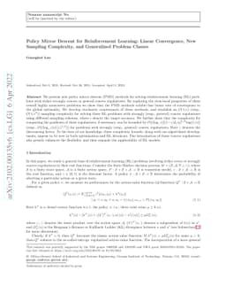 Policy Mirror Descent for Reinforcement Learning: Linear Convergence,
  New Sampling Complexity, and Generalized Problem Classes