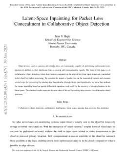 Latent-Space Inpainting for Packet Loss Concealment in Collaborative
  Object Detection