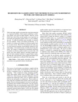 Regression or Classification? New Methods to Evaluate No-Reference
  Picture and Video Quality Models