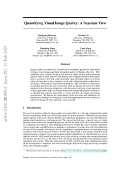 Quantifying Visual Image Quality: A Bayesian View