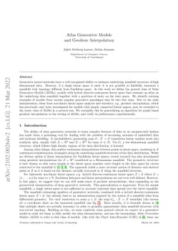 Atlas Generative Models and Geodesic Interpolation