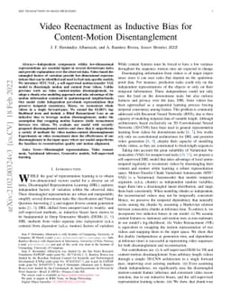 Video Reenactment as Inductive Bias for Content-Motion Disentanglement