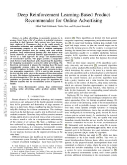 Deep Reinforcement Learning-Based Product Recommender for Online
  Advertising