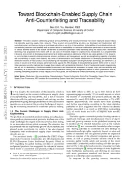 Toward Blockchain-Enabled Supply Chain Anti-Counterfeiting and
  Traceability