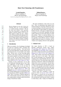 Short Text Clustering with Transformers