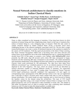 Neural Network architectures to classify emotions in Indian Classical
  Music