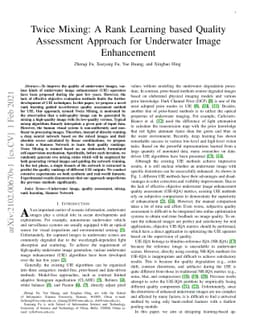 Twice Mixing: A Rank Learning based Quality Assessment Approach for
  Underwater Image Enhancement