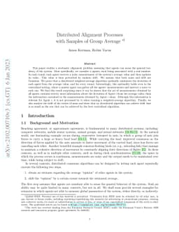 Distributed Alignment Processes with Samples of Group Average