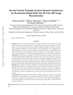 An End-To-End-Trainable Iterative Network Architecture for Accelerated
  Radial Multi-Coil 2D Cine MR Image Reconstruction