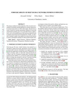 Forensicability of Deep Neural Network Inference Pipelines