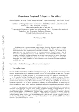 Quantum Inspired Adaptive Boosting