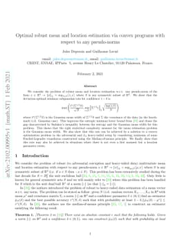 Optimal robust mean and location estimation via convex programs with
  respect to any pseudo-norms