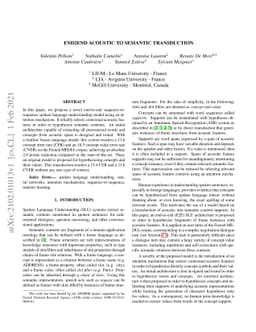 End2End Acoustic to Semantic Transduction