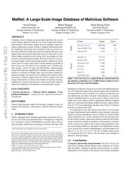 MalNet: A Large-Scale Image Database of Malicious Software