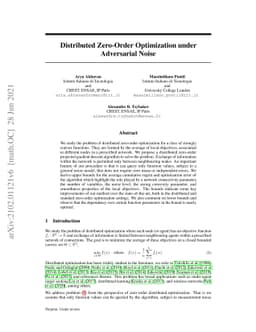 Distributed Zero-Order Optimization under Adversarial Noise