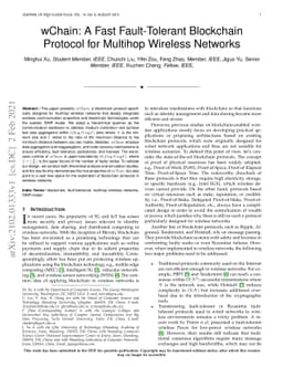 wChain: A Fast Fault-Tolerant Blockchain Protocol for Multihop Wireless
  Networks