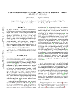 aura-net : robust segmentation of phase-contrast microscopy images with
  few annotations