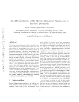 Two Demonstrations of the Machine Translation Applications to Historical
  Documents