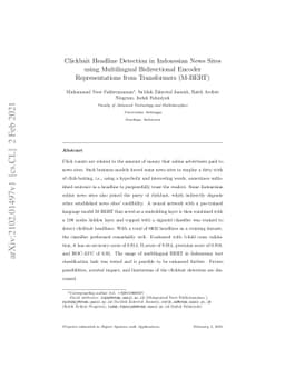 Clickbait Headline Detection in Indonesian News Sites using Multilingual
  Bidirectional Encoder Representations from Transformers (M-BERT)