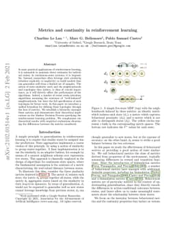 Metrics and continuity in reinforcement learning