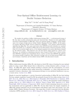 Near-Optimal Offline Reinforcement Learning via Double Variance
  Reduction