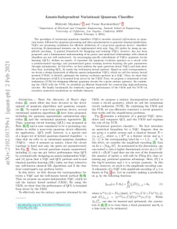 Ansatz-Independent Variational Quantum Classifier