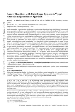 Answer Questions with Right Image Regions: A Visual Attention
  Regularization Approach