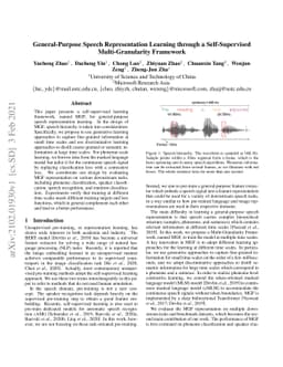 General-Purpose Speech Representation Learning through a Self-Supervised
  Multi-Granularity Framework