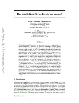 How good is Good-Turing for Markov samples?