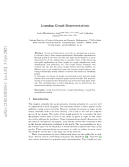 Learning Graph Representations