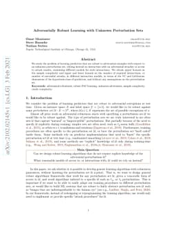 Adversarially Robust Learning with Unknown Perturbation Sets