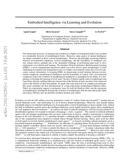 Embodied Intelligence via Learning and Evolution
