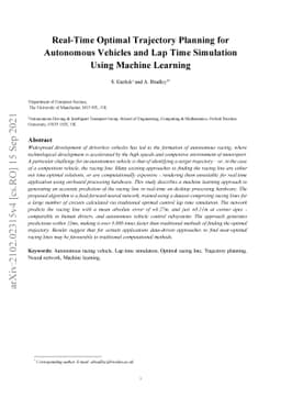 Real-Time Optimal Trajectory Planning for Autonomous Vehicles and Lap
  Time Simulation Using Machine Learning