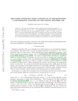 Simulated annealing from continuum to discretization: a convergence
  analysis via the Eyring--Kramers law
